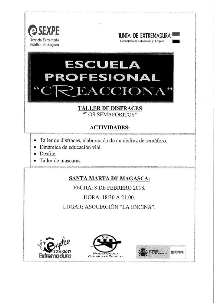Imagen LA ESCUELA PROFESIONAL CREACCIONA REALIZARÁ EN SANTA MARTA DE MAGASCA UN TALLER DE DISFRACES PARA EL MARTES 8 DE FEBRERO
